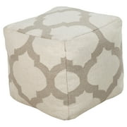 Surya 18 in. Cube Wool Pouf - Taupe