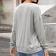 thumbnail image 4 of Sudadera de Mujer Manga Larga Cuello Redondo con Botones Color Sólido Jersey Suelto Top para el Trabajo Escuela Gris Claro L, 4 of 6