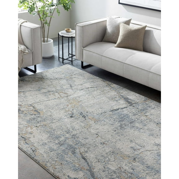 Hauteloom Urowo Living Room, Bedroom Area Rug - Contemporary - High Pile - Peach, Light Gray, Gray - 10' x 14'