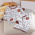 thumbnail image 2 of WUANDIXFA Toddler Pajamas 1-8 Years Cotton Soft Cartoon Short Sleeve Shirts Pant Boys Home Outfit Pajamas for Boys,Coffee,1-2 Years, 2 of 3