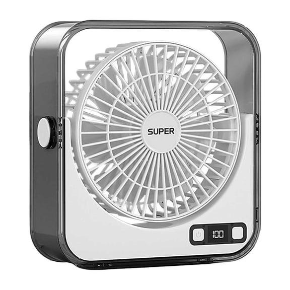 Portable USB-C Rechargeable Desk Fan with LED Digital Display, Quiet Operation, Smart Touch Control - Ideal for Home, Office, and Travel,White