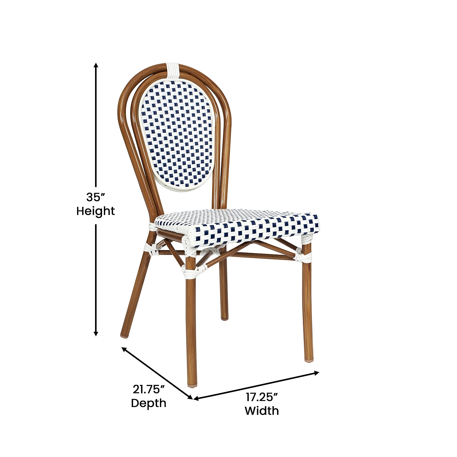 Flash Furniture Aluminum Indoor Stacking Chair, White and Navy