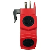 Hyper Tough 5-Outlet Outdoor Extension Cord Power Adapter with Safety Cover, 15 Amps, Red/Black