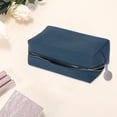 thumbnail image 3 of Unique Bargains 1 Pc Waffle Plaid Pattern Makeup Bag for Travel Navy Blue, 3 of 5