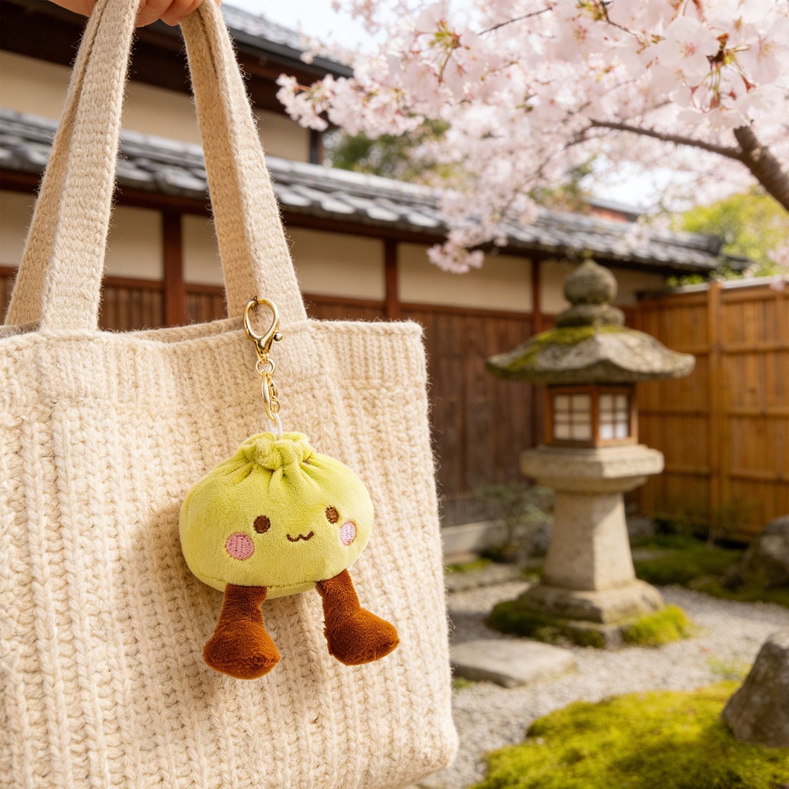 Tusihei Kawaii Dumpling Plush Keychain, Cute Steamed Bun Bag Pendant with Adorable Face, Soft Plush Key Ring with Metal Clasp and Chain for Backpack Purse Keys
