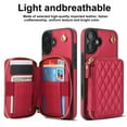 thumbnail image 4 of Compatible with iPhone 16 Plus 6.7 inch Wallet Phone Case Tempered Glass Screen Protector Wrist Crossbody Strap Stand Credit Card Holder RFID Slot Cell Cover for i Phone16 16+ i16 + Women Girls Red, 4 of 9