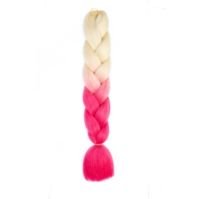 Zhuge Extensiones de cabello trenzado para mujeres, 6 paquetes de 100 g/paquete, 24 pulgadas, de rubio a rosa