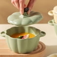 thumbnail image 3 of Ceramic Pumpkin Bowl with Lid and Handle, Ceramic Ramekins Pumpkin Bowls for Soup Baking, Casserole Dish Individual Severing Pot, Stoneware, Oven Safe, 10 FL Oz Capacity, 3 of 7