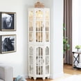 thumbnail image 5 of HIUU Corner Storage Cabinet with 4 Adjustable Shelves,Tall Corner Display Cabinet with LED Light and Solid Wood Legs for Living Room,Hallway (White)(light bulb not included), 5 of 10