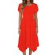 thumbnail image 1 of TaTaai Women's Polka Dot Flutter Sleeve Dress Short Sleeve Round Neck Midi Casual Dress with Irregular Hem Lightweight Stretchy Gift, 1 of 6