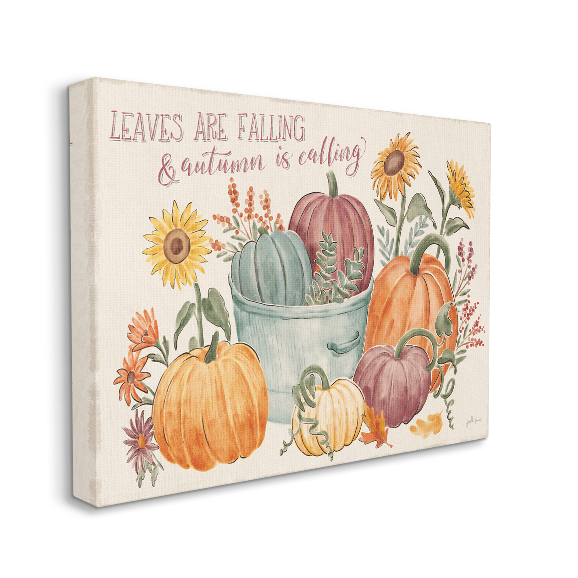 Stupell Industries Leaves Falling Autumn Is Calling Phrase Pumpkin Baskets, 40 x 30,Design by Janelle Penner