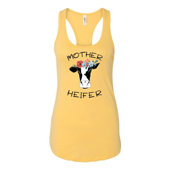 Mother Heifer Ladies Racerback Tank-Banana Cream-xxl