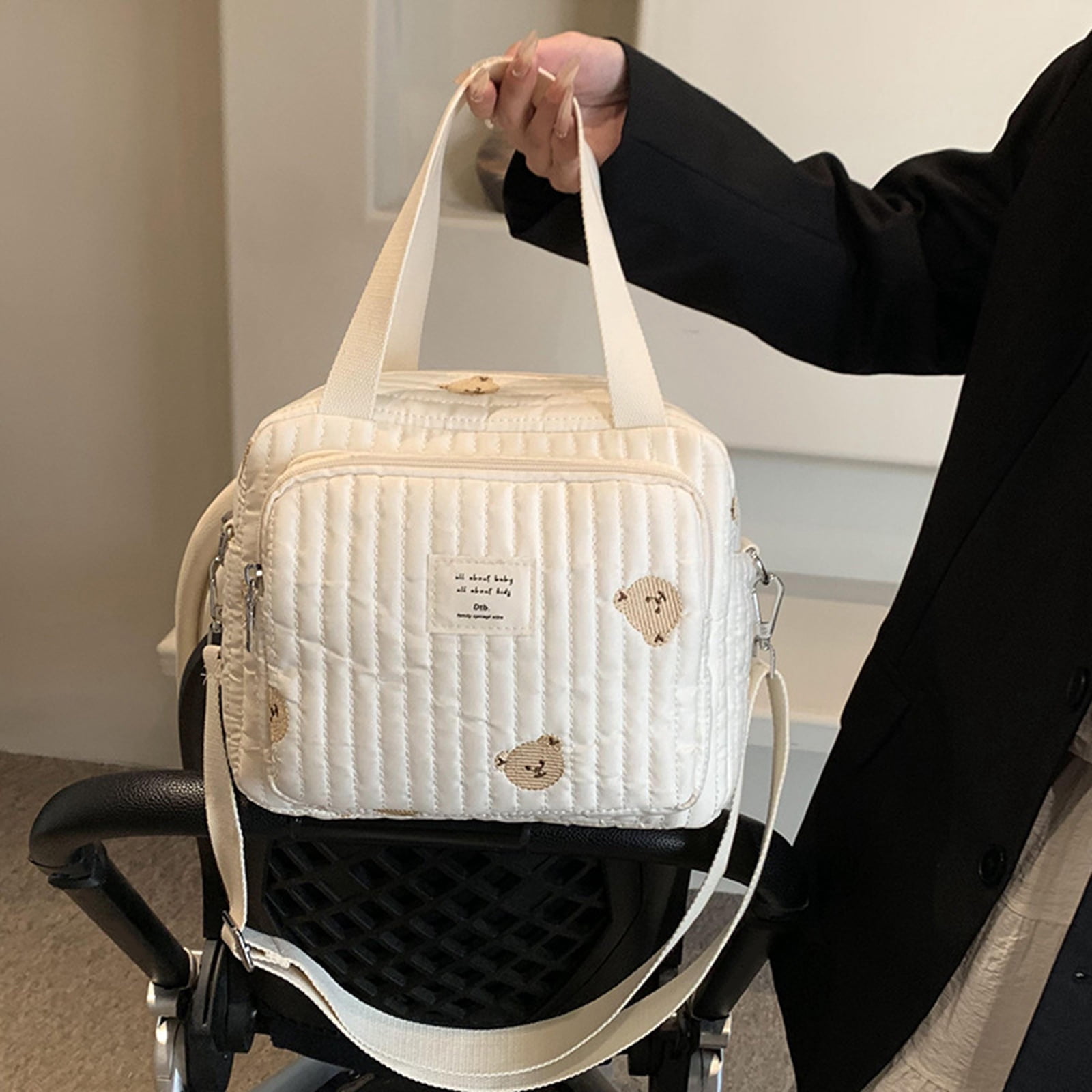 Nappy Bag Lovely Print Baby Diaper Bag with Exquisited Embroidery, Infants Wipes Nappy Organiser