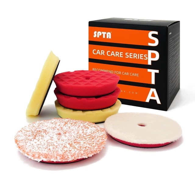 Kit de pads de pulido SPTA de 12,5 cm, 6 piezas, esponja, lana y microfibra