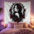 thumbnail image 2 of Portrait Figure Long With Voluminous Wavy Hair Ornate, Spooky Gothic for Gothic Decor Fans, Dark Art Decor, Halloween Gift, Tapestry Wall Hanging for Bedroom and Dorm, 2 of 7