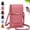 Deep Pink, variant on Women's Touch Screen Mobile Phone Bag, RFID Leather Crossbody Wallet Purse, with Clear Window, Mobile Wallet for Daily Travel