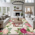 thumbnail image 3 of Happy Mother's Day Large Area Rugs 8x10 ft Retro Oriental Pink White Peony Leaf Linen Washable Rug Non Slip Indoor Carpet Absorbent Floor Mat for Living Room Bedroom Dining Room, 3 of 9