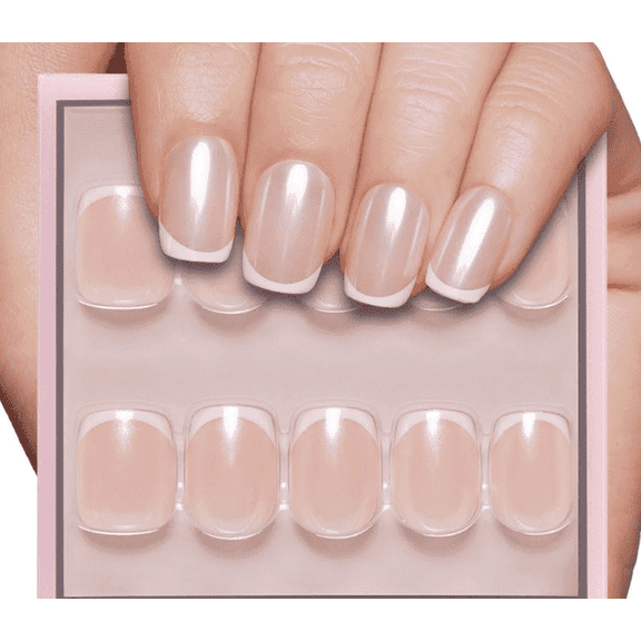 CurvLife Soft French Allure Press-On Nails - 30PCS Square, Easy Apply, Non-Toxic & Reusable