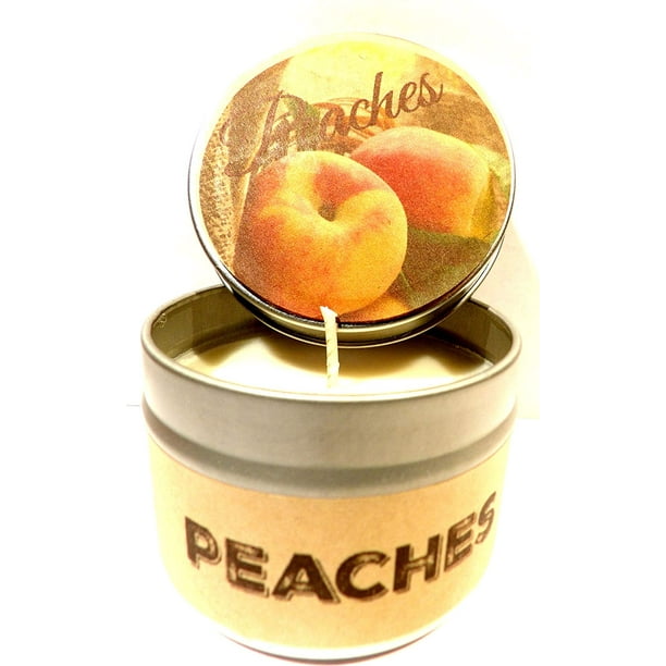 Peach 4oz All Natural Novelty Tin Soy Candle, Take It Any Where