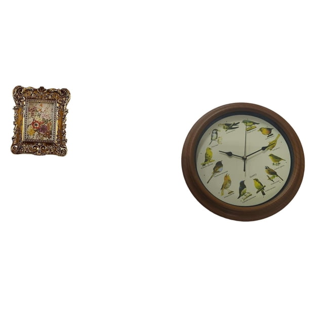 Marco de fotos,Marco de fotos retro Marco de fotos de mesa vintage,Reloj de pared,Reloj de pared de pájaro cantor de 10 pulgadas para decoración del hogar,Relojes de pared decorativos