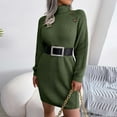 thumbnail image 2 of Herrnalise Women's Casual ButtonHigh Neck Long Sleeve Bottom Sweater Dress S-L, 2 of 7