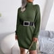 thumbnail image 2 of Vestido de suéter de fondo de manga larga con cuello alto y botones casuales de otoño e invierno para mujer Fridja  yut4735, 2 of 7