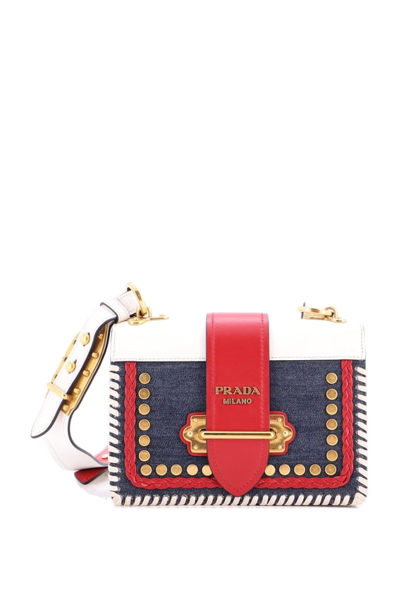 Pre-Owned Cahier Crossbody Bag Embellished Denim and Leather Small By Rebag