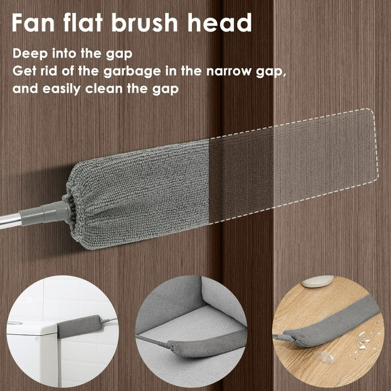 Extendable Gap Mop Dust Cleaner, Under Furniture, Fridge & Appliance  Microfiber Duster, 59 Inches Extension Pole Dust Scrub Brush for Damp and  Dry, Cleaning Supplies Tools for Bedroom Bed Sofa Kitchen 
