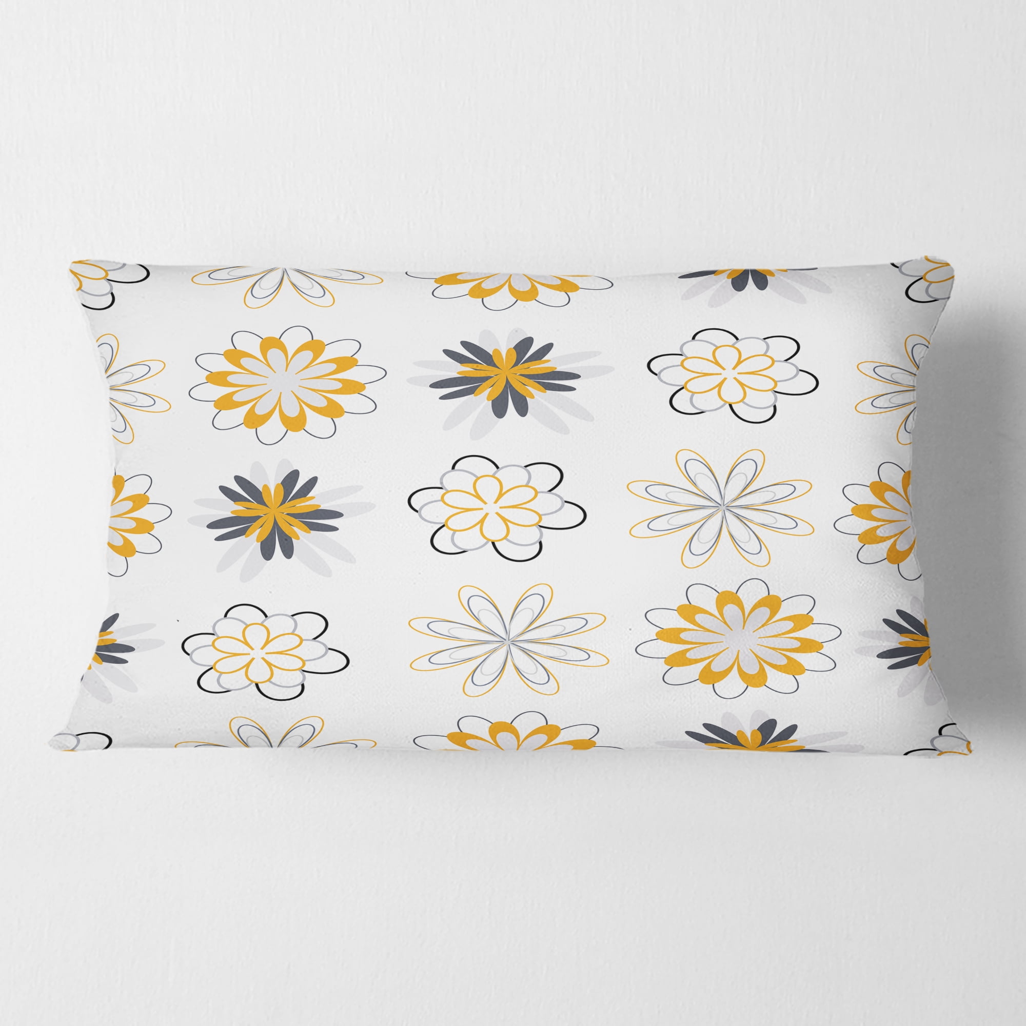Designart Retro Floral Pattern VIII' Mid-Century Modern Throw Pillow - 12x20