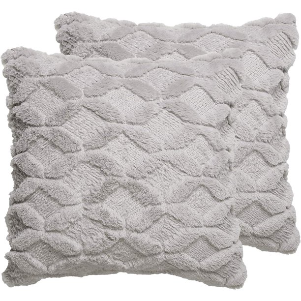 Juego de 2 fundas de almohada de piel sintética súper suaves de estilo lujoso, funda de almohada de terciopelo decorativa para cojín, sofá, cama, sala de estar, cuadrada, 18 x 18 pulgadas