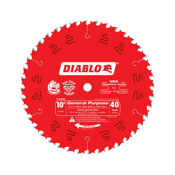 Carbide Saw Blade 40 Teeth, Diablo 10 Inch Combination Table Saw Blade