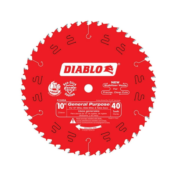 Diablo 10 In Dia X 5 8 General Purpose Carbide Saw Blade 40 Teeth 1 Pk Com Carbide Saw Blade 40 Teeth, Diablo 10 Inch Combination Table Saw Blade