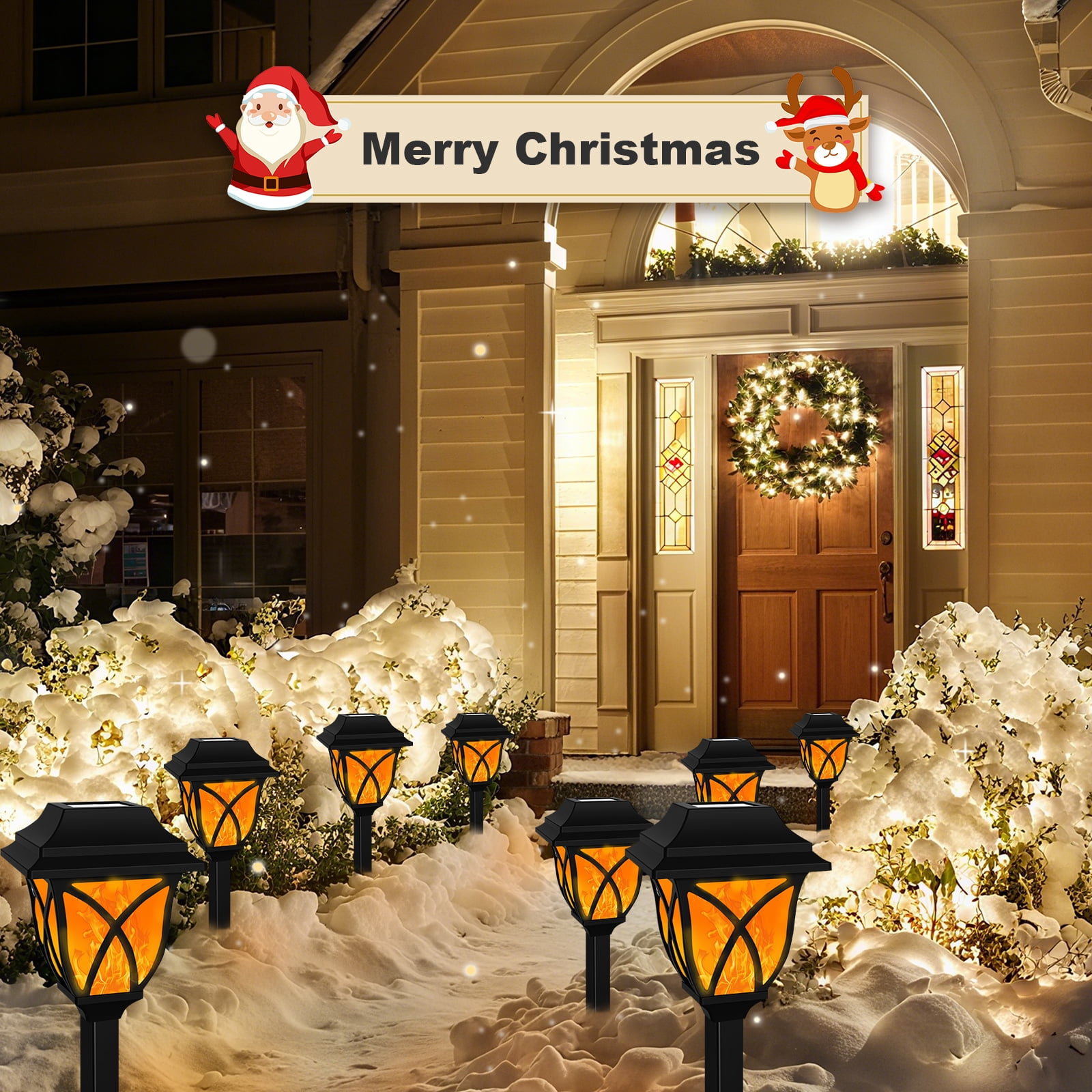 TopZoo Solar Lights Outdoor Pathway, 6 Pack Solar Garden Stake Lights for Yard Patio Walkway Planter Pool, LED Waterproof, Flame Orange