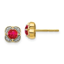 Primal Gold 14 Karat Yellow Gold Diamond and Ruby Fancy Earrings