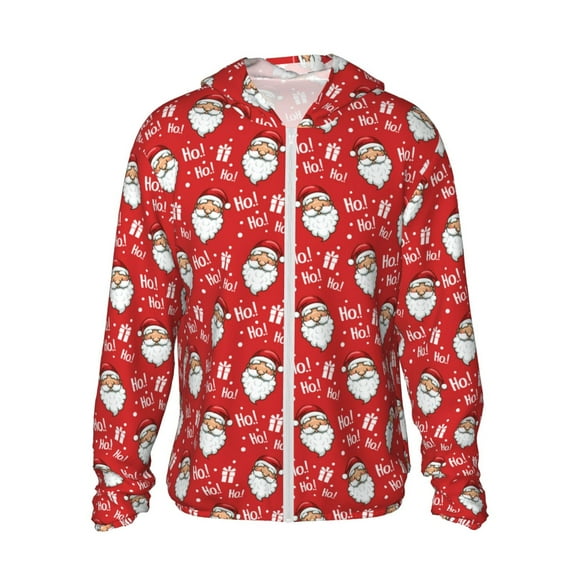 Vsdgher Joyeux Noël Père Noël Imprimé Adulte Chandail à Capuchon Chemises Maillot Dermoprotecteur pour Hommes Femmes, Manches Longues Protection Solaire Chemises de Pêche pour Course Athlétique Natation-Grand
