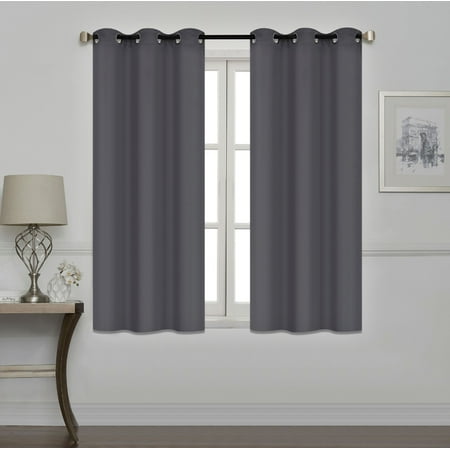 Light Gray Bedroom Curtains Mallen Home Room Darkening and Thermal Insulated Blackout Grommet Window Curtain for Living Room and Bedroom Dark Gray, 40
