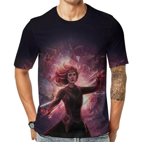 Scarlet Witch T-Shirt Full Print Short Sleeve Crew Neck Casual Novelty Graphic Tee Shirt Tops for Men Women S