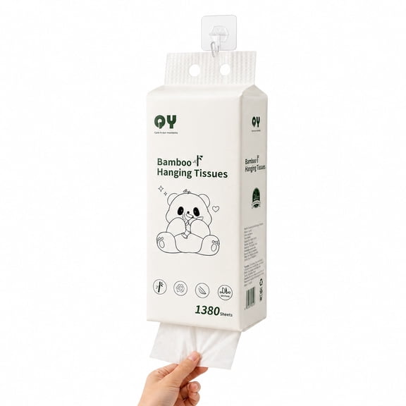 Hanging Tissues Bamboo Tissue, 3-Ply Tissue 1380 Count Tissues Bulk,3-ply tissue Water-Resistant, Pure White, Space-Saving Design for Bathroom Kitchen Office