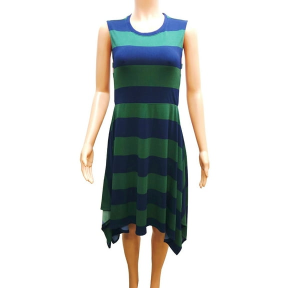 Kiind Of Green Striped Handkerchief Hem Dress, Women's