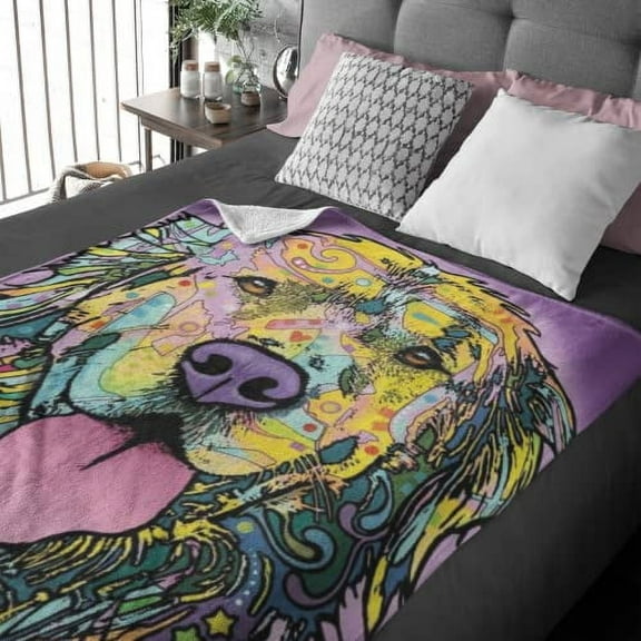 Dawhud Direct Dean Russo Golden Retriever Fleece Blanket - 50"x60" Size for Cozy Comfort - Perfect for Women, Men, and Kids!