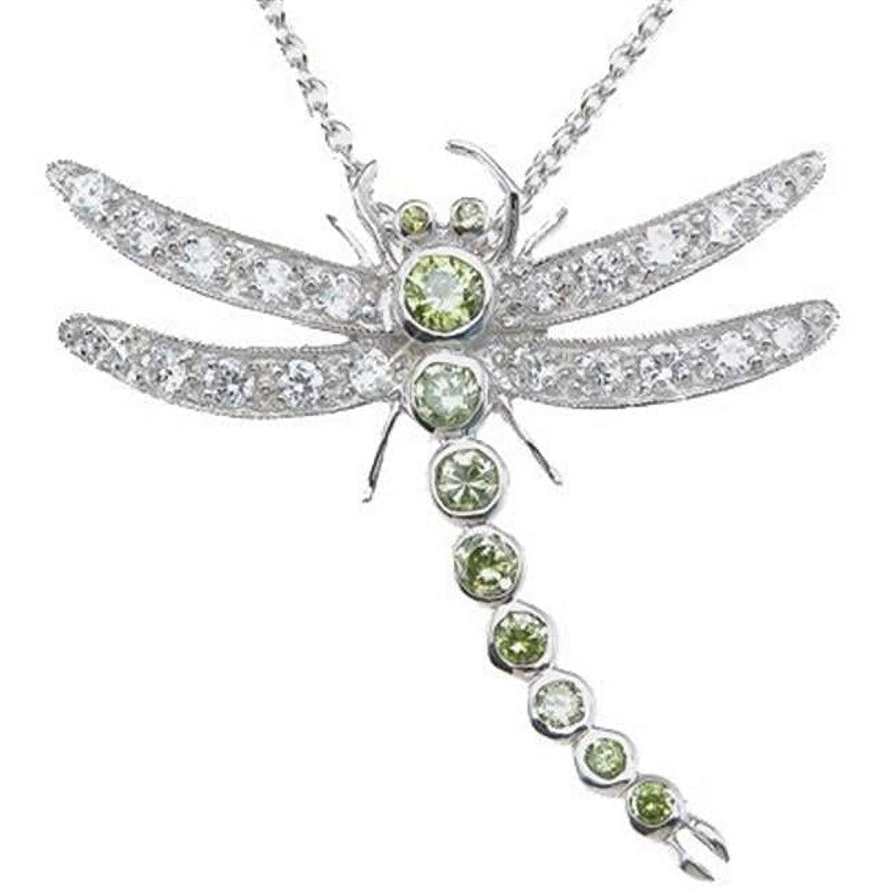 Sterling Couture p6400 925 Sterling Silver Brilliant Dragon Fly Antique Style Bezel Pendant, Rhodium Finish
