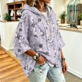 thumbnail image 4 of Hoodies for Women Oversized 3/4 Sleeve Hooded Pullover Sweatshirt Loose Relaxed Fit Casual Fall Outfits, 4 of 6
