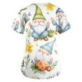 thumbnail image 3 of LISTHA Easter Scrubs Women V Neck Easter Eggs Print Short Sleeve Workwear Easter Gnomes Casual Nurse Uniforms with Pockets Multicolor S, 3 of 3