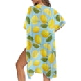 thumbnail image 5 of HELLHERO Kimono Swim Cover Up for Trip High Quality Fabrics Lightweight Bathing Suit Cover Up Blue Stripe Lemon, 5 of 6