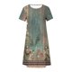thumbnail image 5 of ICHUANYI Clearance Women's Summer Bohemian Print Short Sleeve Beach Dress Knee Length Dress(Army Green, S) ICHUANYI WER2023080704546, 5 of 5
