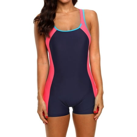 Lojoutye 2025 NEW Swimwears One Pieces Women s Fashion Casual Solid Bikini Set Color Patchwork Crew Neck Bandeau Bikini Top Swimsuit Vest High -Cellulite Shorts Men s Yoga Shorts Bikini Dress