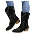 thumbnail image 4 of Women's Mid-Calf Boots Retro Zipper Square Heel Solid Color Middle Boots for Everyday Style, 4 of 5