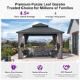 thumbnail image 6 of PURPLE LEAF 12 X 12 Permanent Hardtop Gazebo Outdoor Aluminum Galvanized Steel Double Roof Netting and Curtains Patio Lawn Garden Grey, 6 of 9