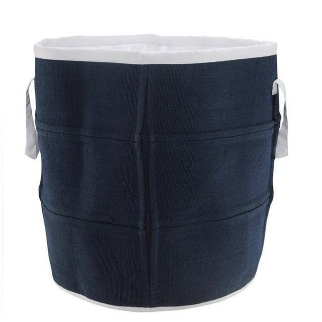 LR Resources BASKE16033NAV021H Solid Coastal Indoor Outdoor Storage Basket - Round