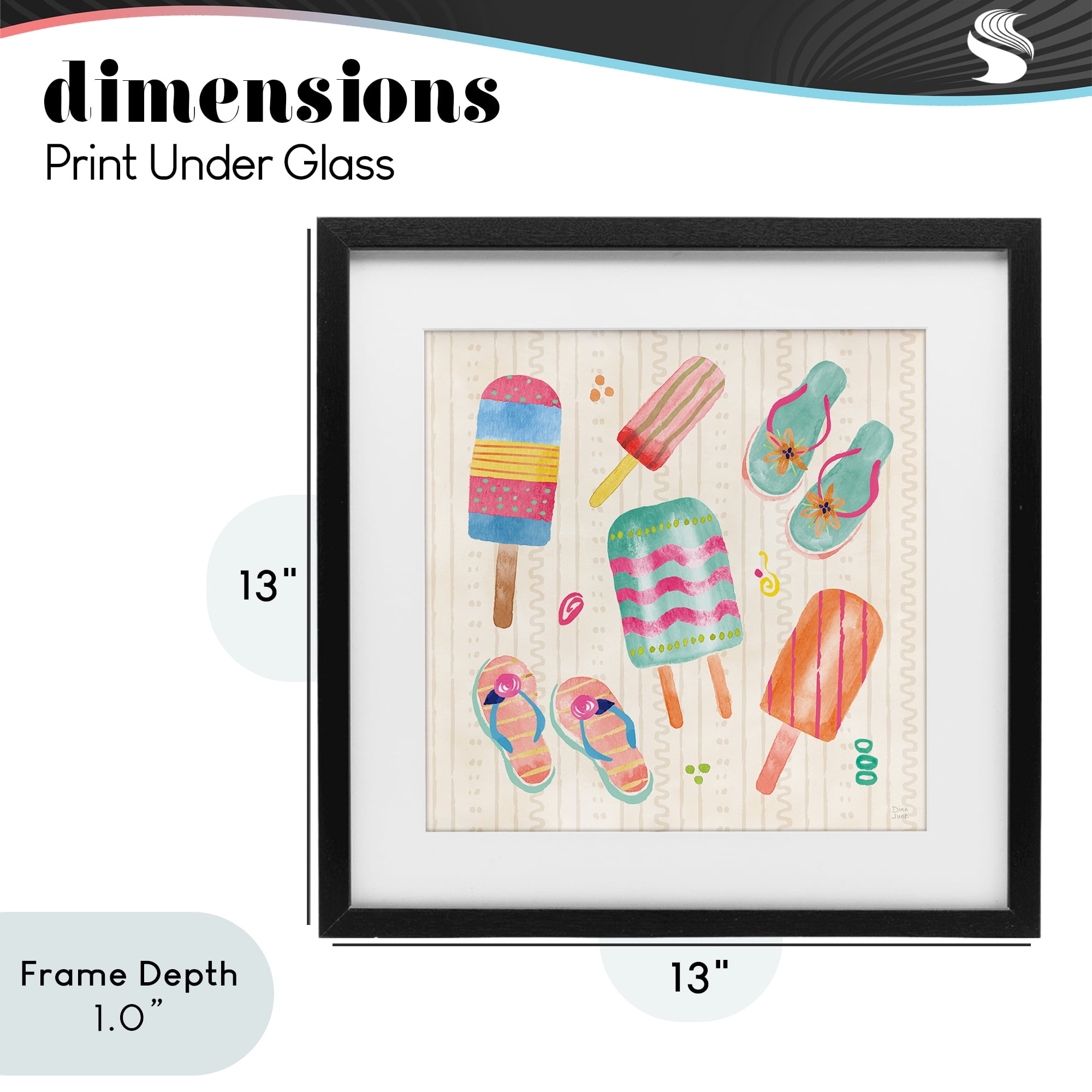 Stupell Industries Summer Popsicles & Sandals Black Framed Print Under Glass, design by Dina June